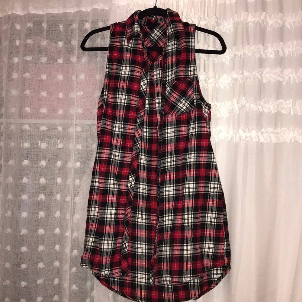 No sleeve flannel cardigan